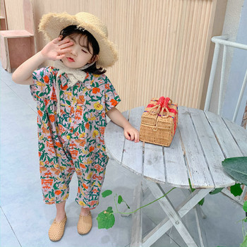 Облекло за момичета Гащеризон 2020 Летен гащеризон за момичета с цветя Ежедневни японски и корейски костюм за момичета Бебешки детски дрехи