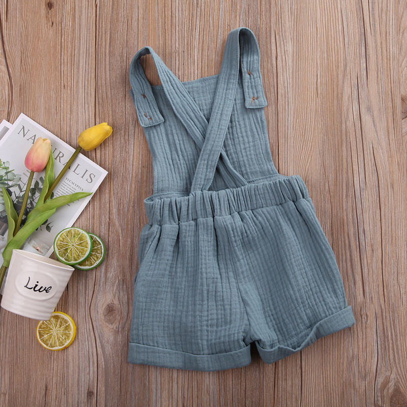 Бебешки гащеризон с лигавник за малко дете Унисекс Гащеризон с лигавник за момчета и момичета Едноцветни панталони с тиранти 6M-5Y