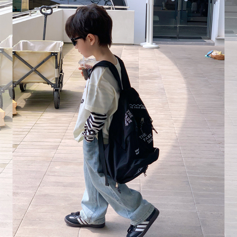 Ежедневни прави дънкови панталони за момчета и момичета Деца, деца Изпрани памучни широки широки дънки