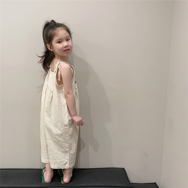 Пролет Лято Момичета цветя Гащеризон с бродерия Памучен слинг гащеризон за момиче Детски дрехи