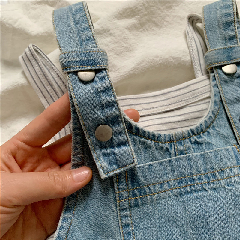 Бебе момчета момичета дънкови панталони детски гащеризон гащеризон детски едноцветен дънков гащеризон есен пролет свободни тиранти с джоб