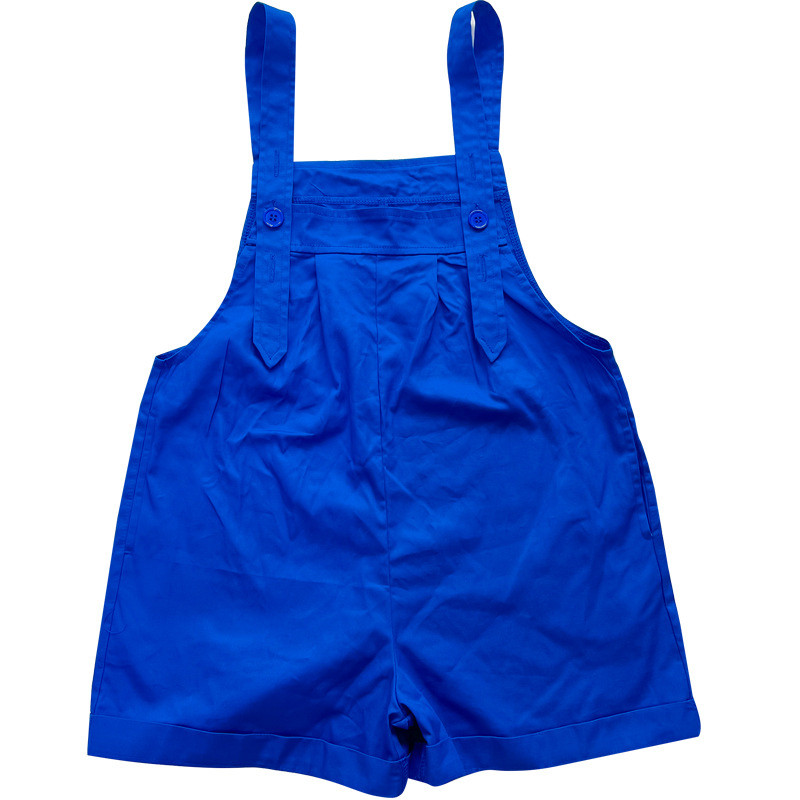 Летни детски гащеризони в едноцветен цвят Големи гащеризони Момичета, памучни панталони с тиранти до коляното