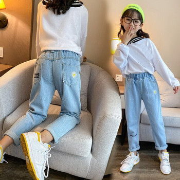 2-14 години Пролет и Есен Ежедневни детски дизайни на бродерия Детски дънки Панталони за момичета Дънки Панталони Тийнейджърско детско облекло