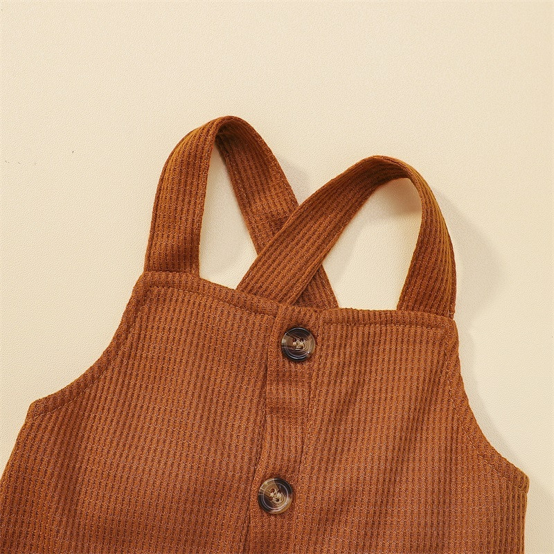 Панталони с тиранти за малки момчета и момичета, гащеризон без ръкави, едноцветни предни джобове и джобове за малки деца