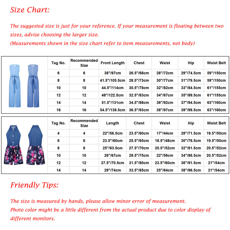 Детски гащеризон за момичета Ежедневни дънкови гащеризони без ръкави и копчета с висока талия и широки крачоли Макси гащеризон с колан на талията Момичешки костюм за игра