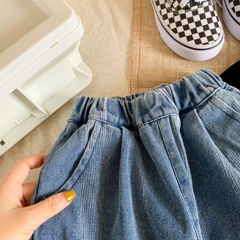 Детски дънки в корейски стил с вертикално райе, момчета и момичета, меки широки дънкови панталони с различни комбинации