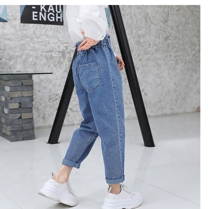 Traperice za djevojčice S volanima Dječje traperice za djevojčice Traperice s visokim strukom za djecu Ležerni stil Uzorak Dječja odjeća Proljeće Jesen