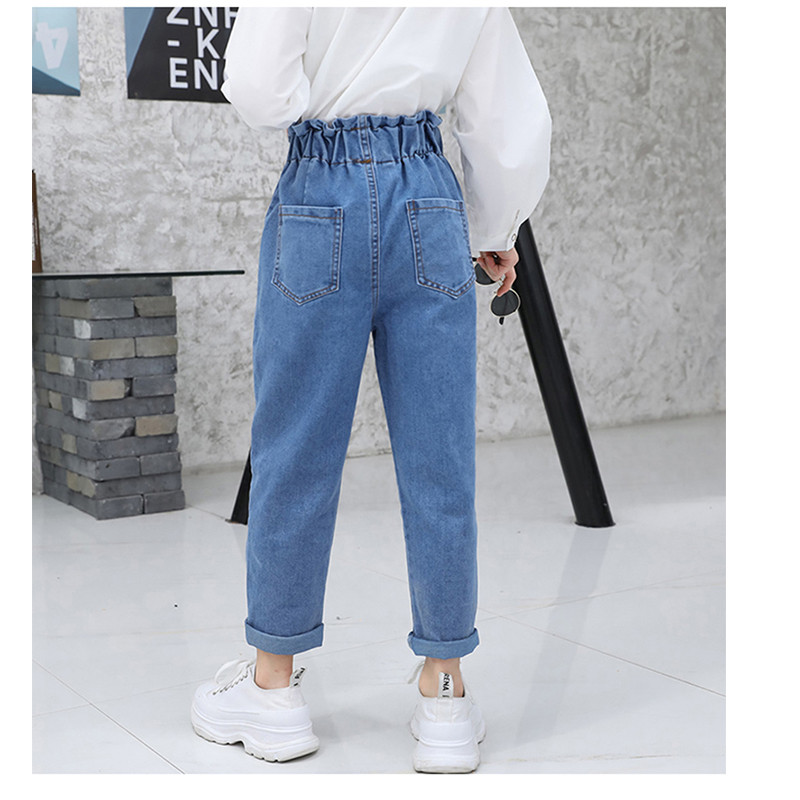 Traperice za djevojčice S volanima Dječje traperice za djevojčice Traperice s visokim strukom za djecu Ležerni stil Uzorak Dječja odjeća Proljeće Jesen