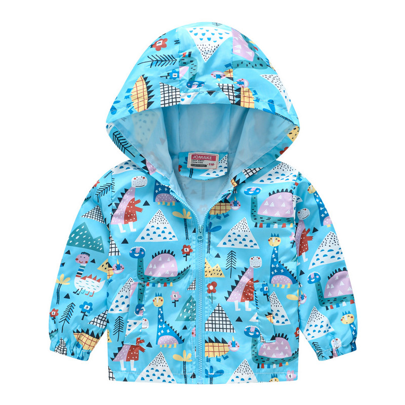 2023 г. Пролет и есен, нови модни детски якета за момчета и момичета, палто с качулка с дълъг ръкав и анимационни рисунки, ветровка 1-7T