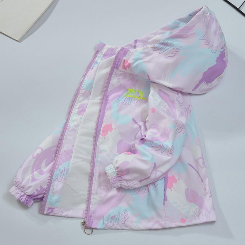 2023 Тийнейджърско яке за момичета Модно ежедневно палто с качулка с градиент Блейзер за момчета Пролет Есен Ветроустойчиви сладки палта Ветровка