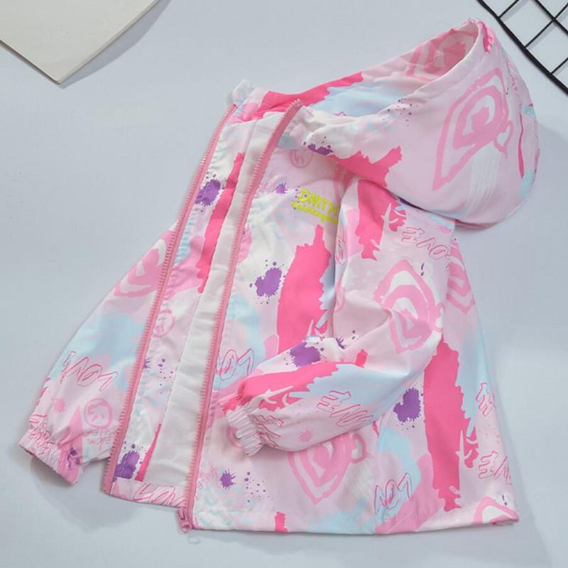 2023 Тийнейджърско яке за момичета Модно ежедневно палто с качулка с градиент Блейзер за момчета Пролет Есен Ветроустойчиви сладки палта Ветровка