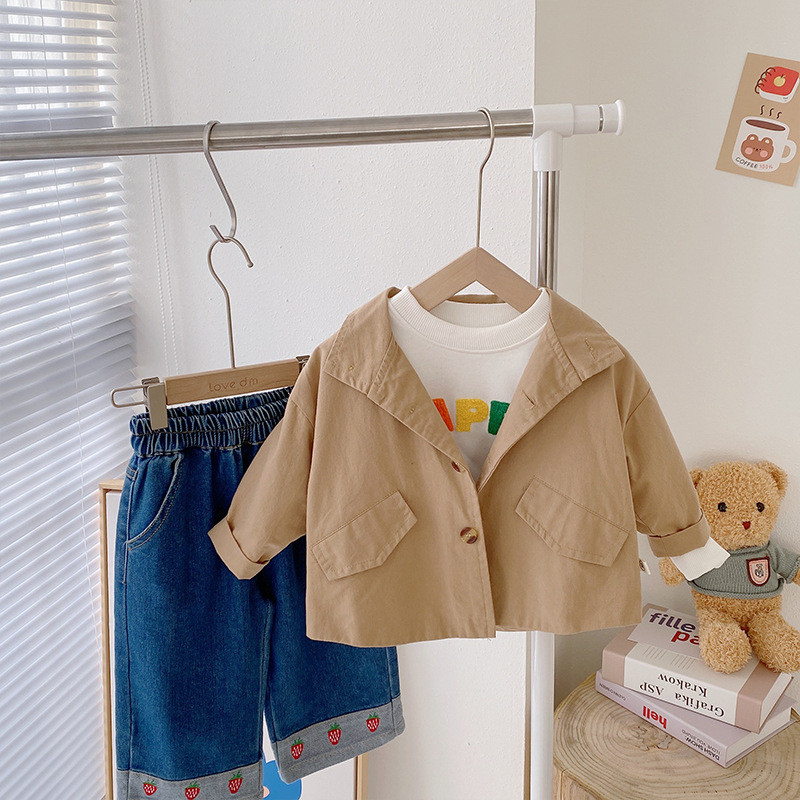 Прохождащи момичета Ветробрана 0-6 години Деца Деца Дълъг ръкав Тенчер в цвят каки Палто Пролет Есенни дрехи Trencze
