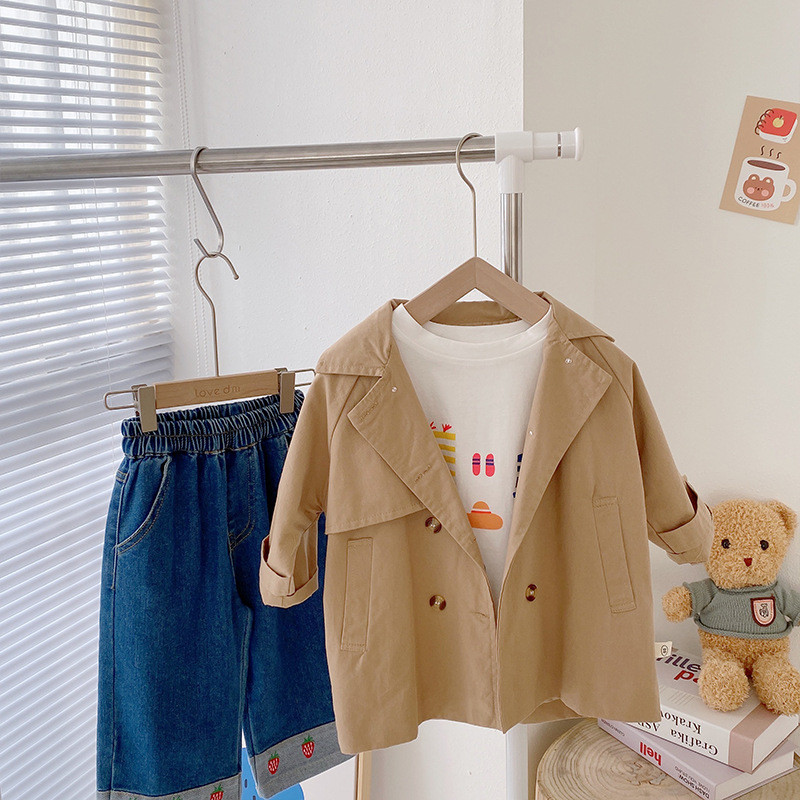 Прохождащи момичета Ветробрана 0-6 години Деца Деца Дълъг ръкав Тенчер в цвят каки Палто Пролет Есенни дрехи Trencze