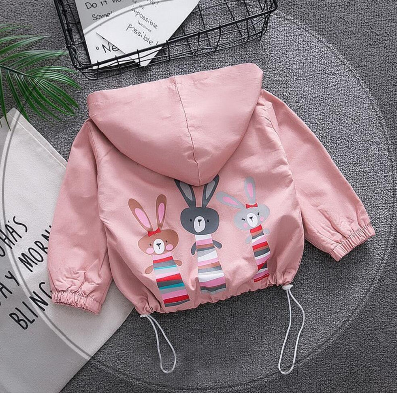 Детско връхно облекло с качулка Пролет Есен Момичета Сладко заешко семейно яке с карикатура Бебешки Детски тренчкот за момичета