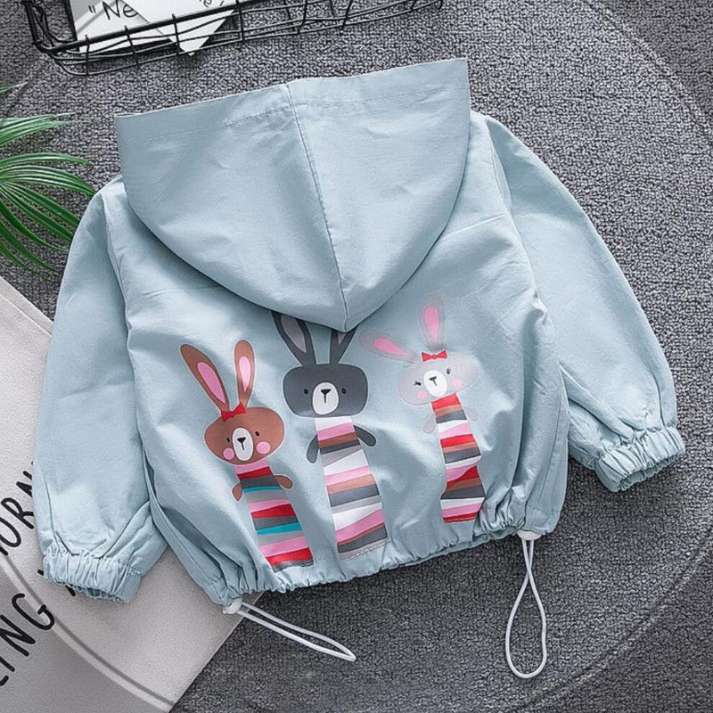 Детско връхно облекло с качулка Пролет Есен Момичета Сладко заешко семейно яке с карикатура Бебешки Детски тренчкот за момичета