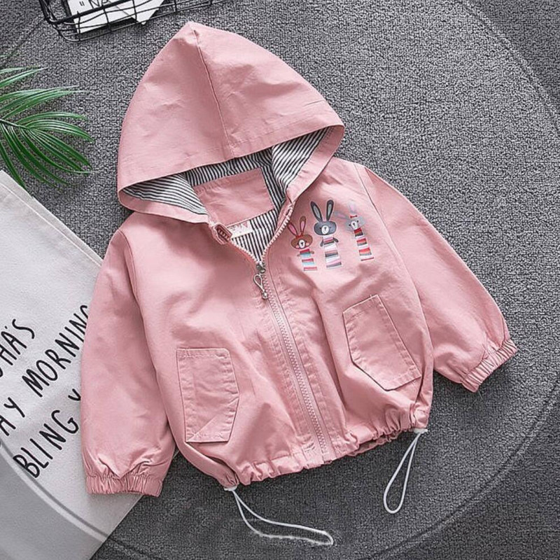 Детско връхно облекло с качулка Пролет Есен Момичета Сладко заешко семейно яке с карикатура Бебешки Детски тренчкот за момичета