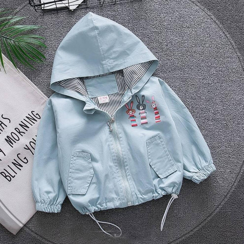Детско връхно облекло с качулка Пролет Есен Момичета Сладко заешко семейно яке с карикатура Бебешки Детски тренчкот за момичета