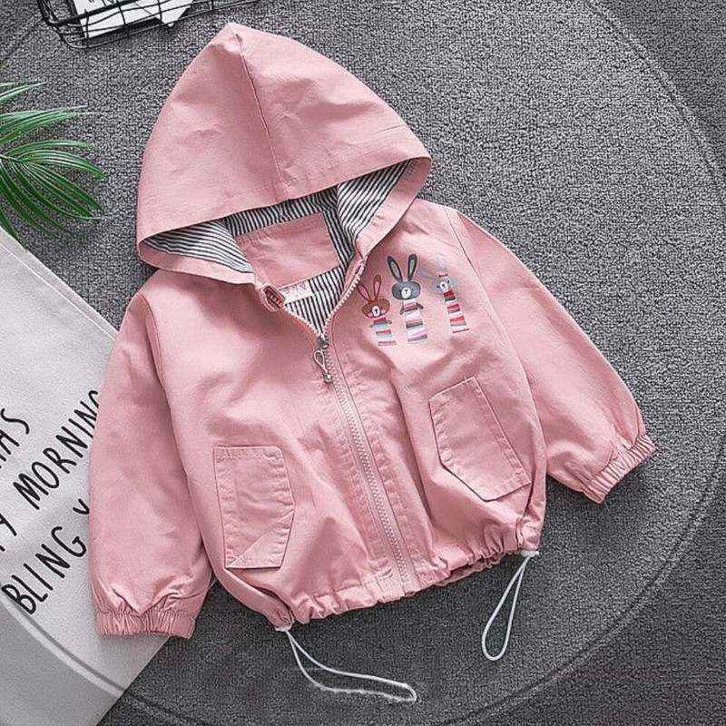 Детско връхно облекло с качулка Пролет Есен Момичета Сладко заешко семейно яке с карикатура Бебешки Детски тренчкот за момичета