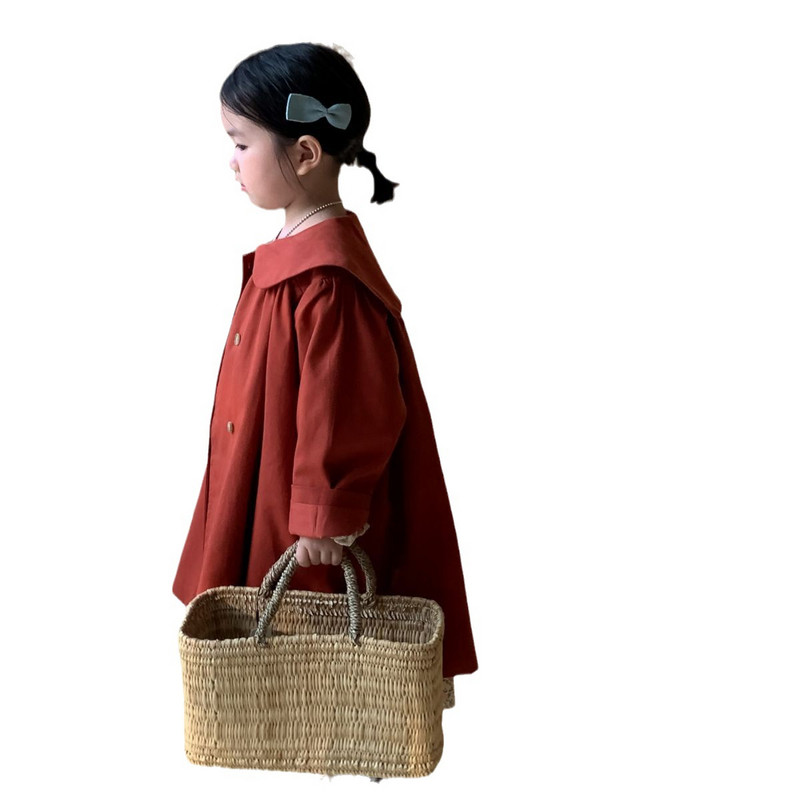 7369 Dječji kaput Jesen 2023. Nova korejska modna jakna za djevojke Dugi kaput Visokokvalitetni ležerni kaput široke vjetrovke