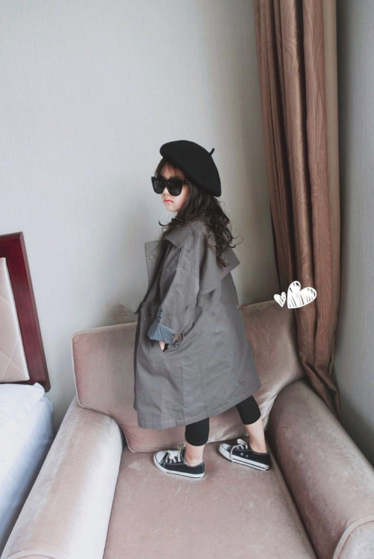 Яке за момичета Корейска ветровка с дълъг абзац 2023 Пролетно и есенно модно палто Деца 3-8 години