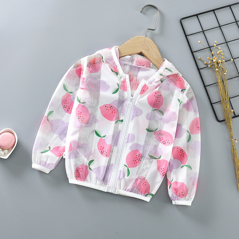 Бебе момче Момиче Слънцезащитно палто 2023 г. Ново бебешко Детско анимационно яке Връхни дрехи с качулка Климатик Дрехи