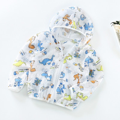 Toddler Boys Girls Cartoon Print Ζακέτα με φερμουάρ με κουκούλα Αντιηλιακή προστασία Ελαφρύ παιδικό παλτό Windbreaker Casual outerwear