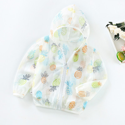 Toddler Boys Girls Cartoon Print Ζακέτα με φερμουάρ με κουκούλα Αντιηλιακή προστασία Ελαφρύ παιδικό παλτό Windbreaker Casual outerwear