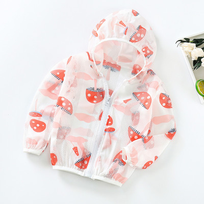 Toddler Boys Girls Cartoon Print Ζακέτα με φερμουάρ με κουκούλα Αντιηλιακή προστασία Ελαφρύ παιδικό παλτό Windbreaker Casual outerwear
