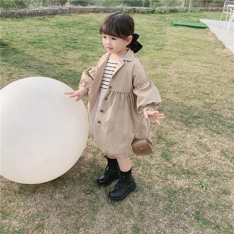 Ветровка Палто Момиче Бебе Детско яке Горно облекло Елегантно Пролет Есен Памучни копчета Жилетка Училищно Детско облекло