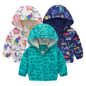 Пролетно детско палто Модна щампа Ветровка с качулка и цип Яке за момчета и момичета Детски суичър Дрехи 1-6T
