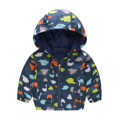Пролетно детско палто Модна щампа Ветровка с качулка и цип Яке за момчета и момичета Детски суичър Дрехи 1-6T