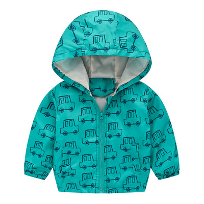 Пролетно детско палто Модна щампа Ветровка с качулка и цип Яке за момчета и момичета Детски суичър Дрехи 1-6T