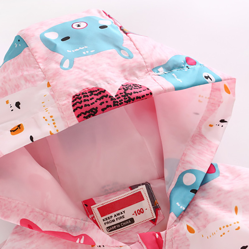 Пролетно детско палто Модна щампа Ветровка с качулка и цип Яке за момчета и момичета Детски суичър Дрехи 1-6T