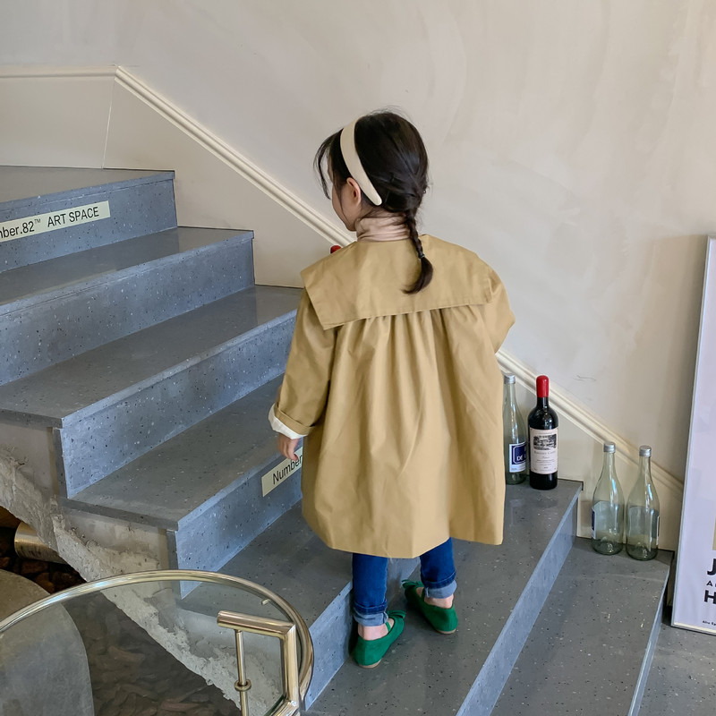 Bērnu mētelis, meitenes vējjaka, 2022. gada rudens un ziemas jauns korejiešu bērnu vējjaka jaka, lelles apkakles mēteļa tērpi