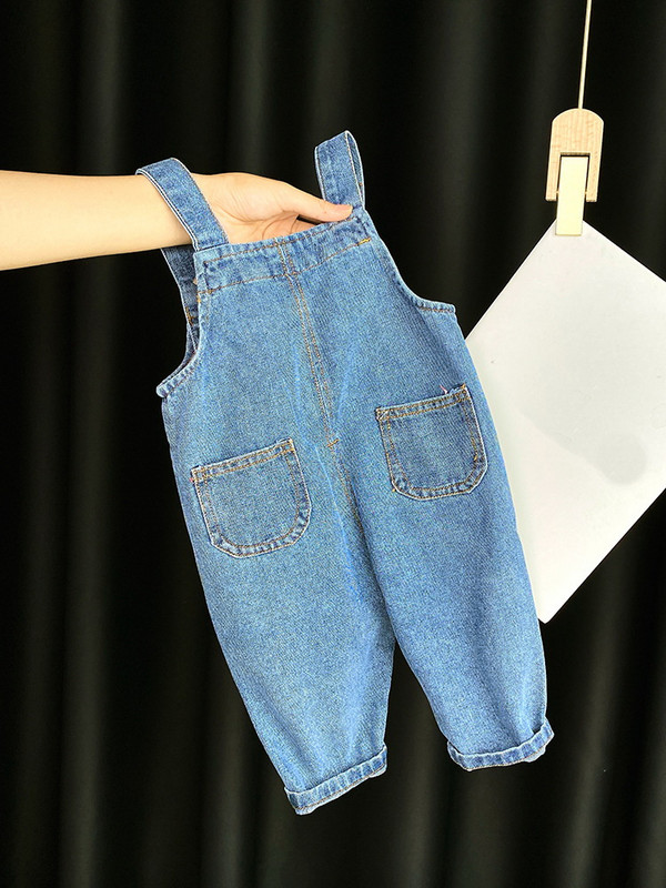 Нов пролетен есенен детски дънков гащеризон за малко дете, джоб със свободни тиранти, дълги панталони, дънки за момче, момиче, модни гащеризони, дрехи
