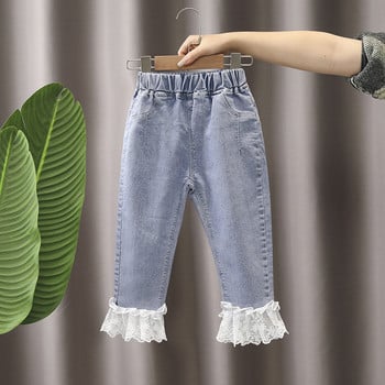 Дънки за момичета принцеса Детско облекло Панталони Тинейджърски широки дънки Дрехи за момичета Дънки с изпъкнал размер Slim Fit За 1 до 7 години Дете