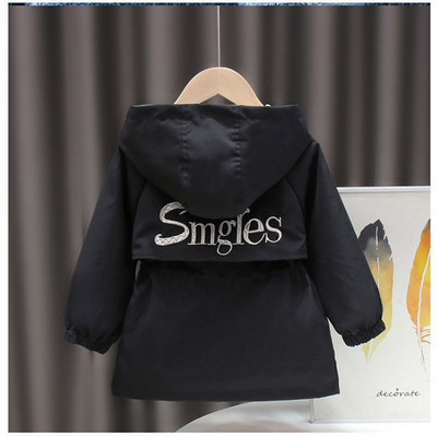 Pavasaris Vasaras Rudens Meiteņu Mētelis Modes Jaka ar kapuci meitenēm Bērniem Bērniem Salds mētelis Meiteņu vidukļa vējjaka Liela izmēra