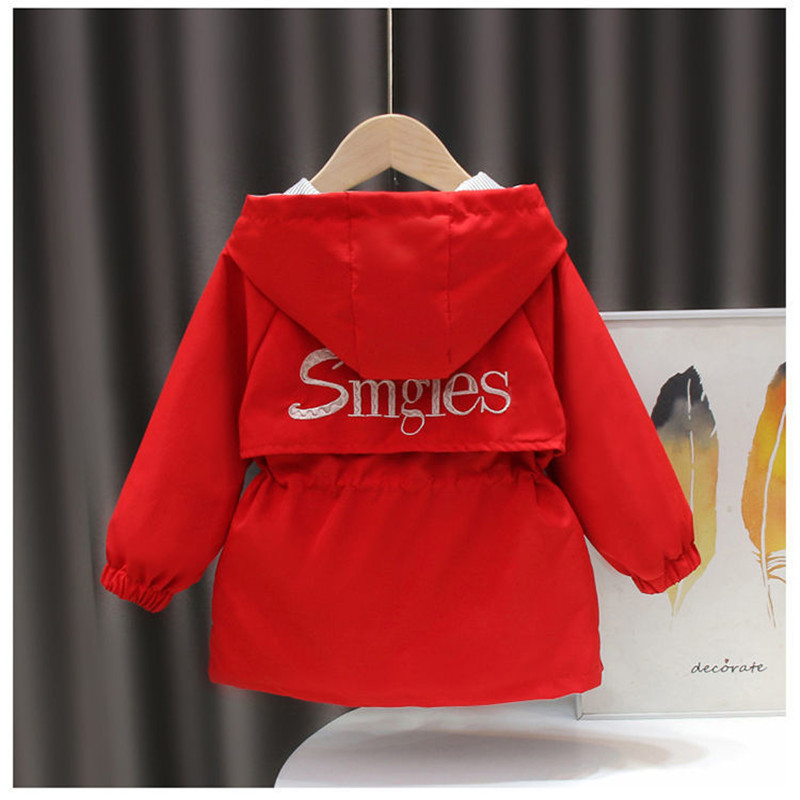Pavasaris Vasaras Rudens Meiteņu Mētelis Modes Jaka ar kapuci meitenēm Bērniem Bērniem Salds mētelis Meiteņu vidukļa vējjaka Liela izmēra