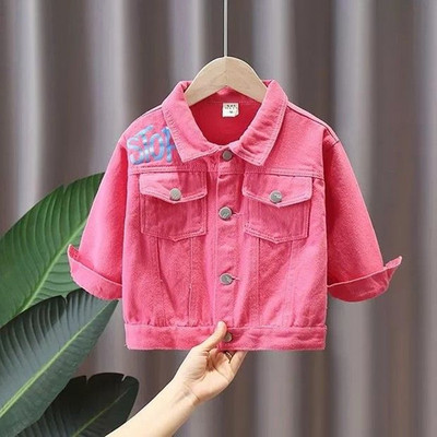 Модно за момичета анимационно дънково яке Пролетно детско палто в корейски стил Бебешко яке за малко дете с дълги ръкави Детско облекло
