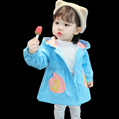 Pavasara bērnu drēbes meitenes jakas karikatūra vējjaka bērniem ar kapuci, izšūta jaka Bērnu bērnu mēteļi apģērbi