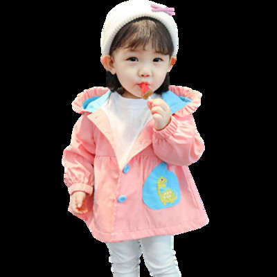 Pavasara bērnu drēbes meitenes jakas karikatūra vējjaka bērniem ar kapuci, izšūta jaka Bērnu bērnu mēteļi apģērbi