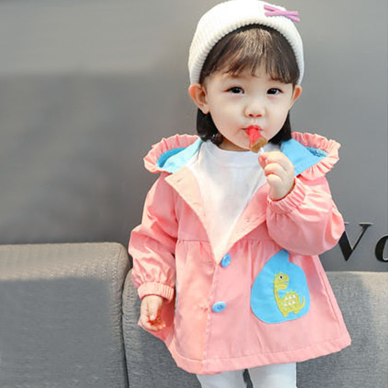 Pavasara bērnu drēbes meitenes jakas karikatūra vējjaka bērniem ar kapuci, izšūta jaka Bērnu bērnu mēteļi apģērbi