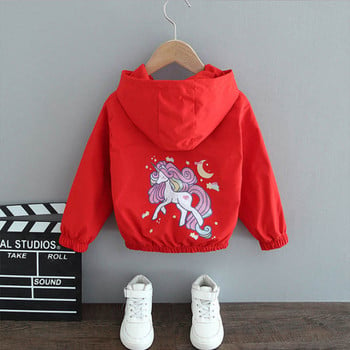 Unicorn Girls Jackets Spring Αδιάβροχο Παιδικό Jacket Windbreaker Coat Hooded Casual Girls Outerwear Παιδικά ρούχα