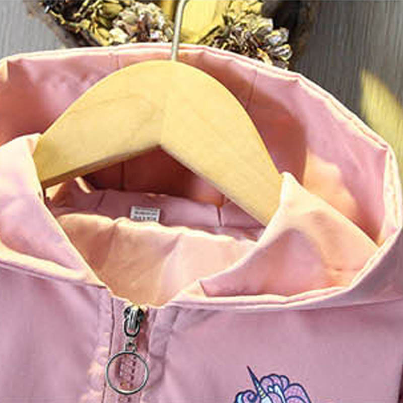 Якета за момичета Unicorn Пролетно водоустойчиво детско яке Ветровка Палто с качулка Ежедневни връхни дрехи за момичета Детски дрехи