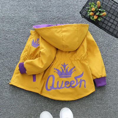 Pavasara rudens meiteņu apģērbs bērniem plāni rāvējslēdzēja mēteļi ar kapuci Modes virsdrēbes bērnu kronis vējjaka mazuļiem meitenes jakas