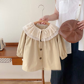 MILANCEL rudens jauka mežģīņu apkakles jaka bērniem, meitenēm no 0-5 gadiem, modes mētelis ar garām piedurknēm