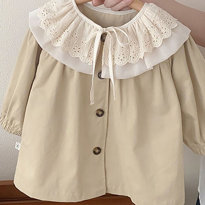 MILANCEL rudens jauka mežģīņu apkakles jaka bērniem, meitenēm no 0-5 gadiem, modes mētelis ar garām piedurknēm