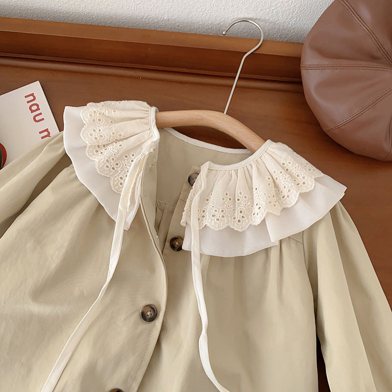 MILANCEL rudens jauka mežģīņu apkakles jaka bērniem, meitenēm no 0-5 gadiem, modes mētelis ar garām piedurknēm