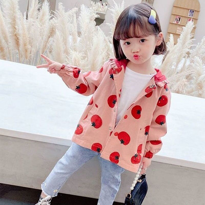 Пролет Есен Якета с щампи за бебета и момичета Детско връхно облекло с качулка Тренчкот Мода 2021 г. Нови ветровки за момичета Детски дрехи