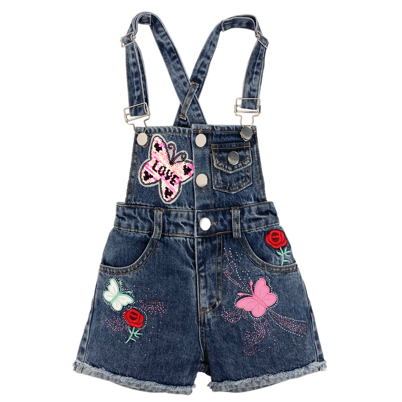 2-9T Vasaras Bērni Bērni Mazas Meitenes Šorti Džinsu Šorti Džinsi Kokvilnas Džinsu Krūšu bikšturi Rokas